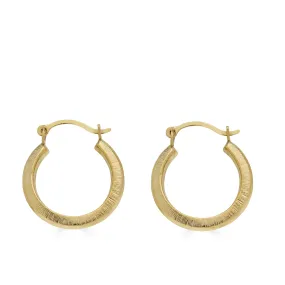 14E00363 - 14 Karat Yellow Gold Matte Finish Latch Back Hoop Earring 14E00363 - 14 Karat Yellow Gold Matte Finish Latch Back Hoop Earring