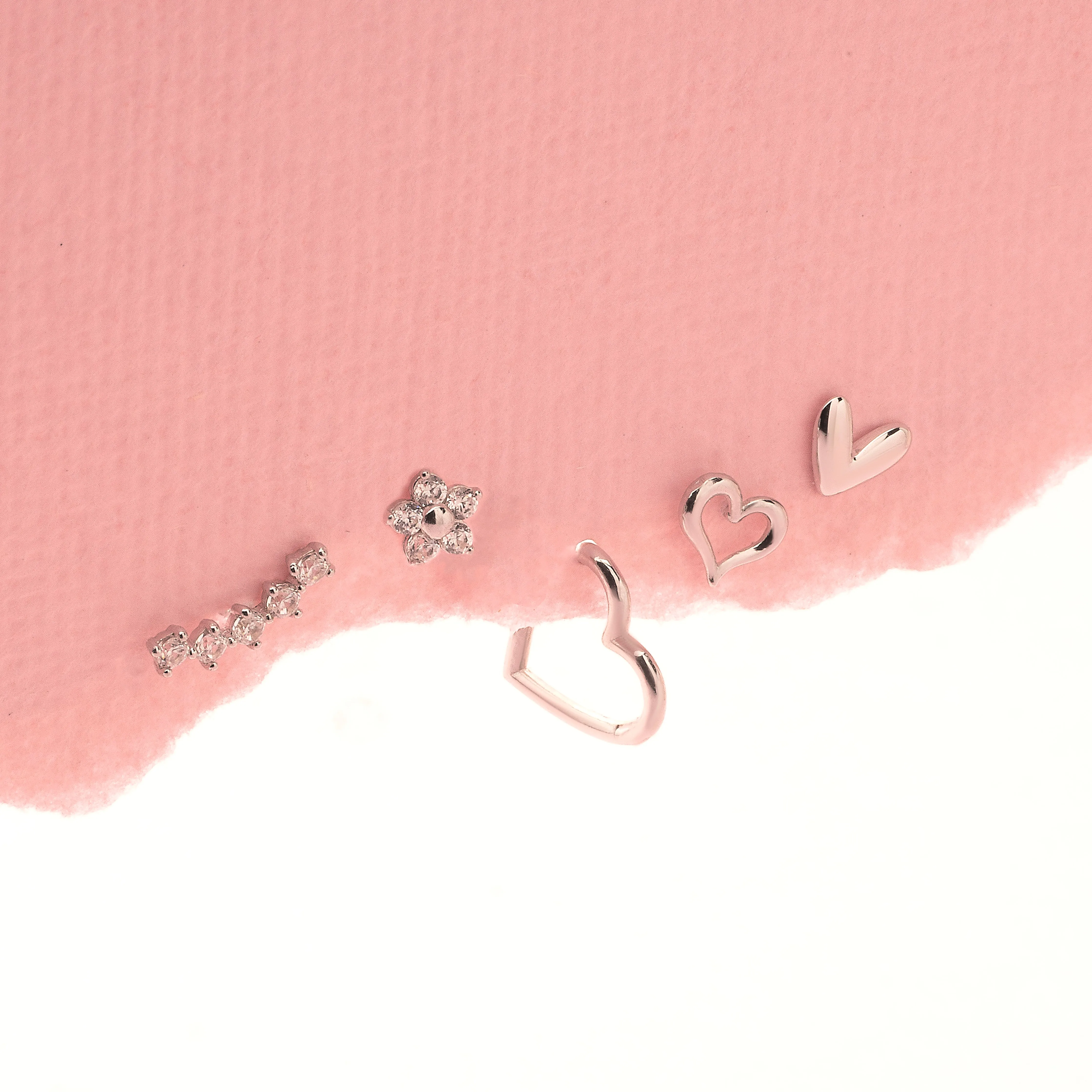 14K Solid Gold SweetHeart Flatback Earring