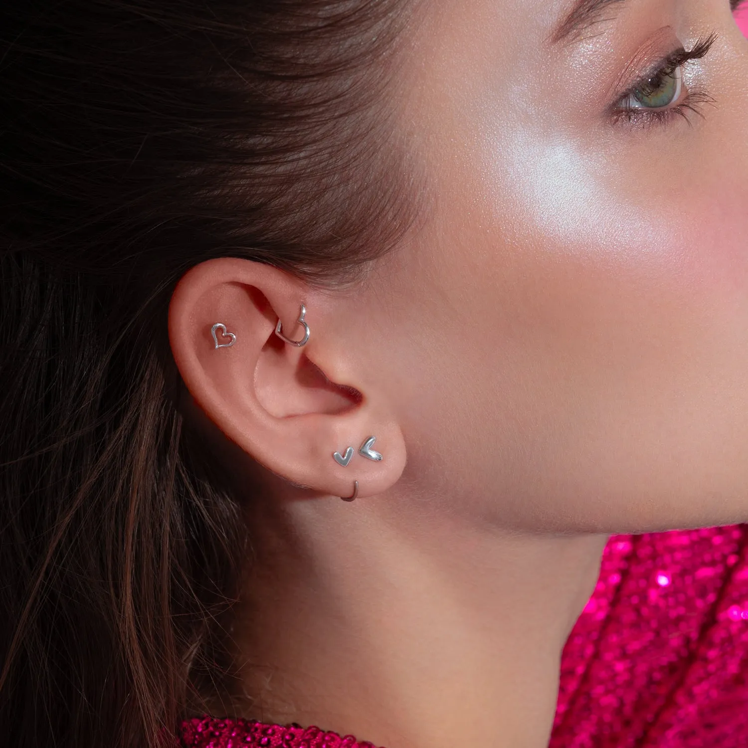 14K Solid Gold SweetHeart Flatback Earring