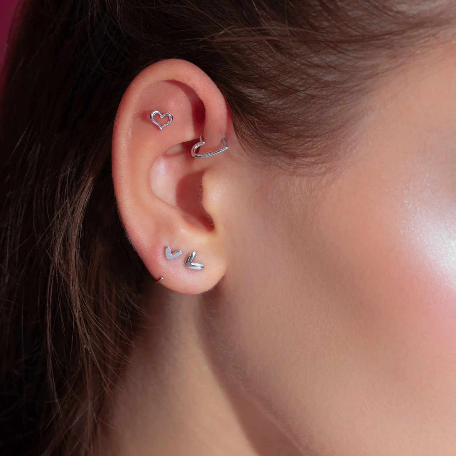 14K Solid Gold SweetHeart Flatback Earring