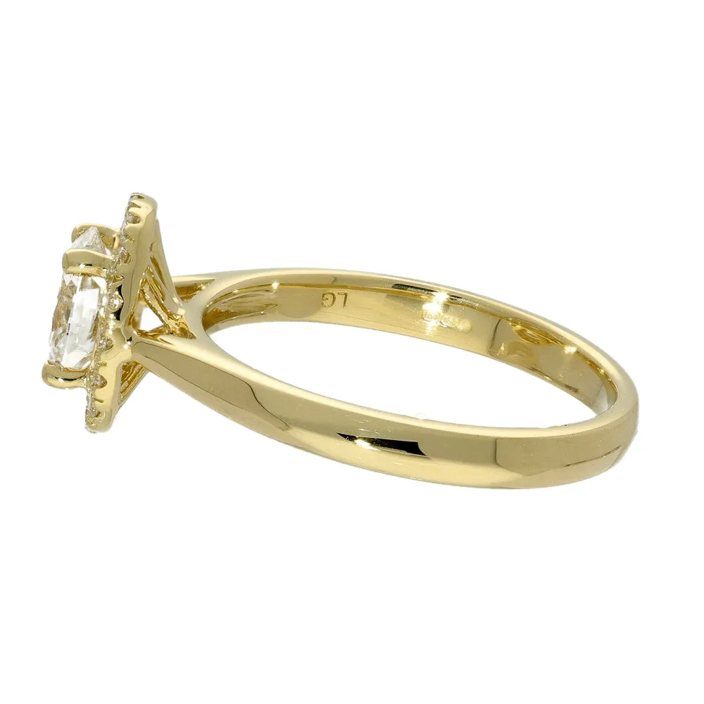 18ct Yellow Gold Laboratory-Grown Oval Diamond Halo Ring