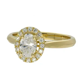 18ct Yellow Gold Laboratory-Grown Oval Diamond Halo Ring 18ct Yellow Gold Laboratory-Grown Oval Diamond Halo Ring