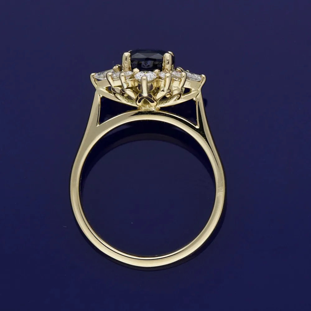 18ct Yellow Gold Sapphire & Diamond Ring