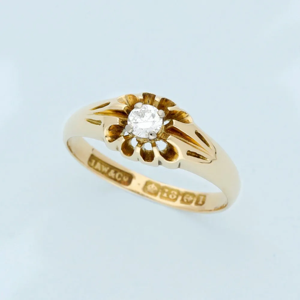 18ct Yellow Gold Vintage Diamond Solitaire Ring