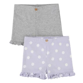 2-Pack Baby Girls Purple & Heather Grey Shorts 2-Pack Baby Girls Purple & Heather Grey Shorts
