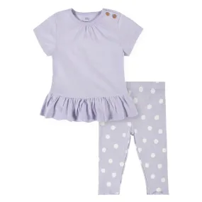 2-Piece Baby Girls Purple Short Sleeve Top & Leggings 2-Piece Baby Girls Purple Short Sleeve Top & Leggings