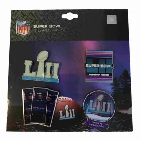 2018 Super Bowl 52 LII Pro Specialties Group Collector's Lapel Pin Set (4 Pack) 2018 Super Bowl 52 LII Pro Specialties Group Collector's Lapel Pin Set (4 Pack)