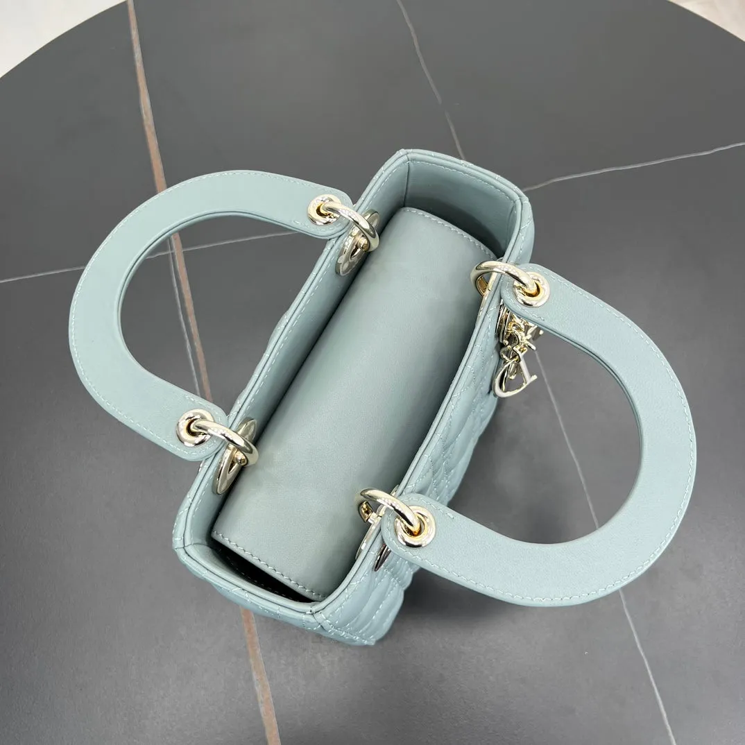 20CM Blue 4-Grid Vine Pattern Handheld Shoulder Bag 278082