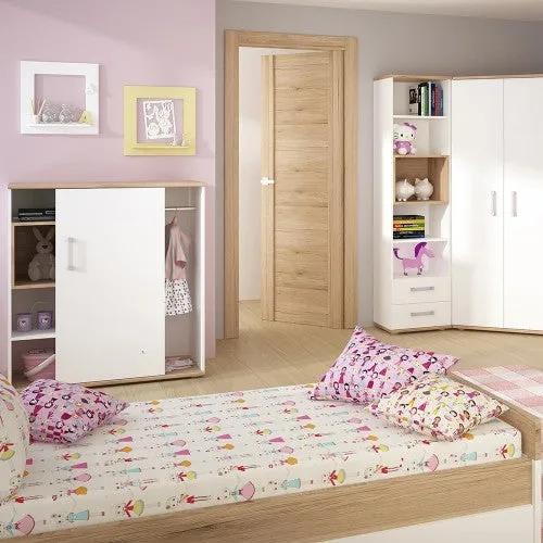 4Kids Oak & White High Gloss Low Cabinet