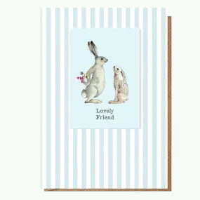 A6 Greeting Card with Magnet - Hare Lovely Friend A6 Greeting Card with Magnet - Hare Lovely Friend