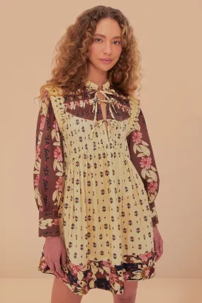 Ainika Maxi Floral Cream Open Yoke Mini Dress Ainika Maxi Floral Cream Open Yoke Mini Dress