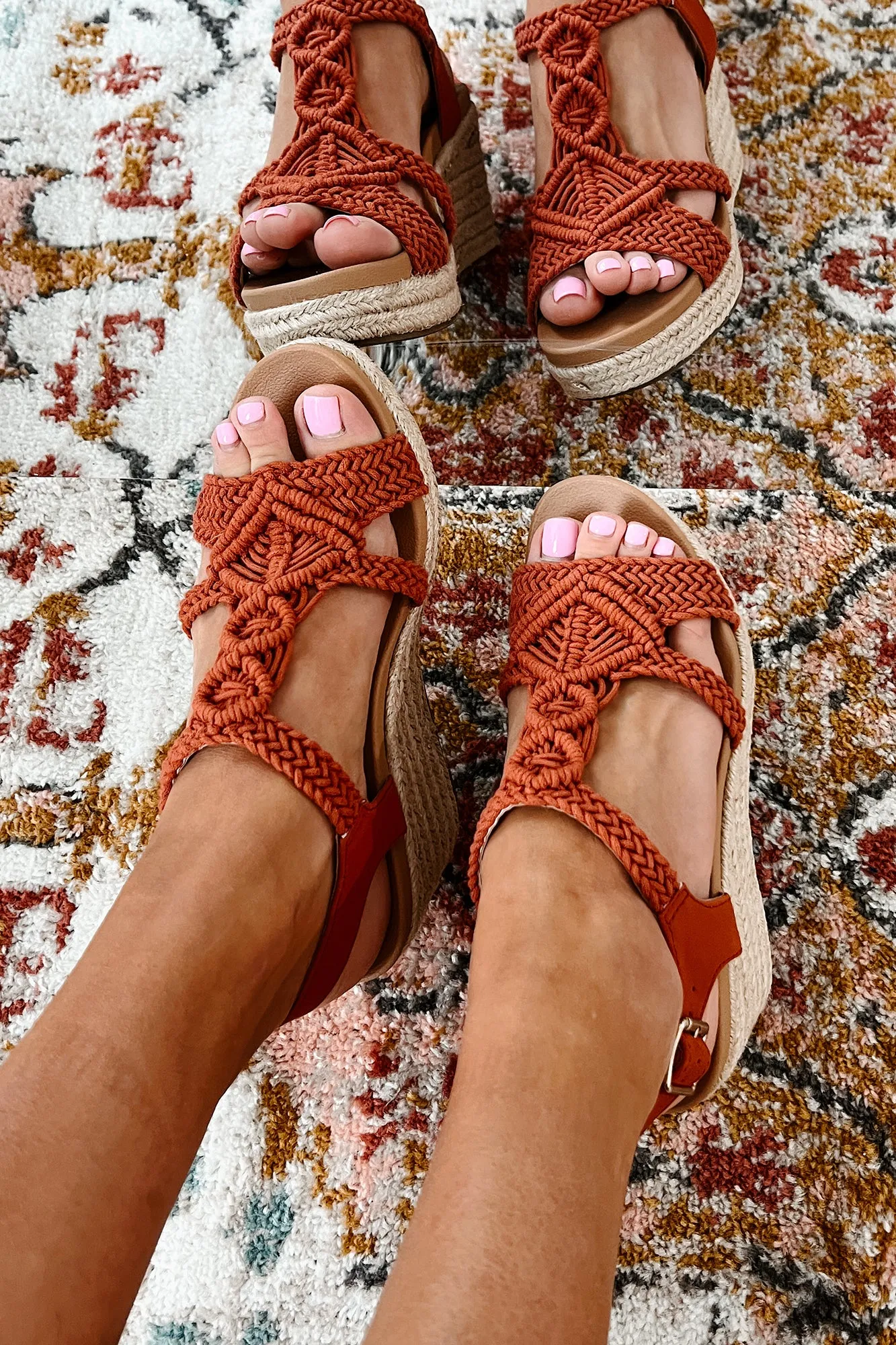 Aisha Braided Wedge Sandals (Orange/Woven)