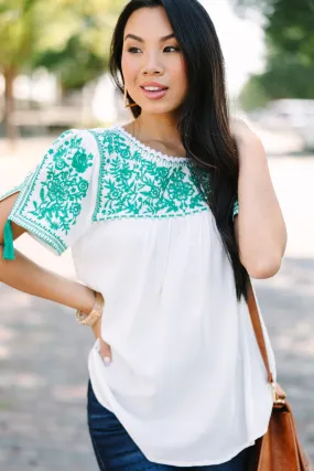 All The Info I Need Green Embroidered Top All The Info I Need Green Embroidered Top