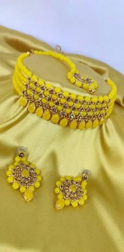 Alloy jewel set (yellow) | MANATH(Yellow,Gold)