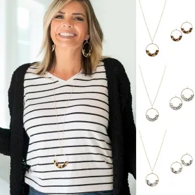 Animal Print Long Necklace and Earrings Animal Print Long Necklace and Earrings