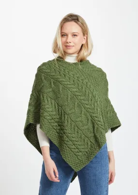 Aran Super Soft Poncho | Green Aran Super Soft Poncho | Green