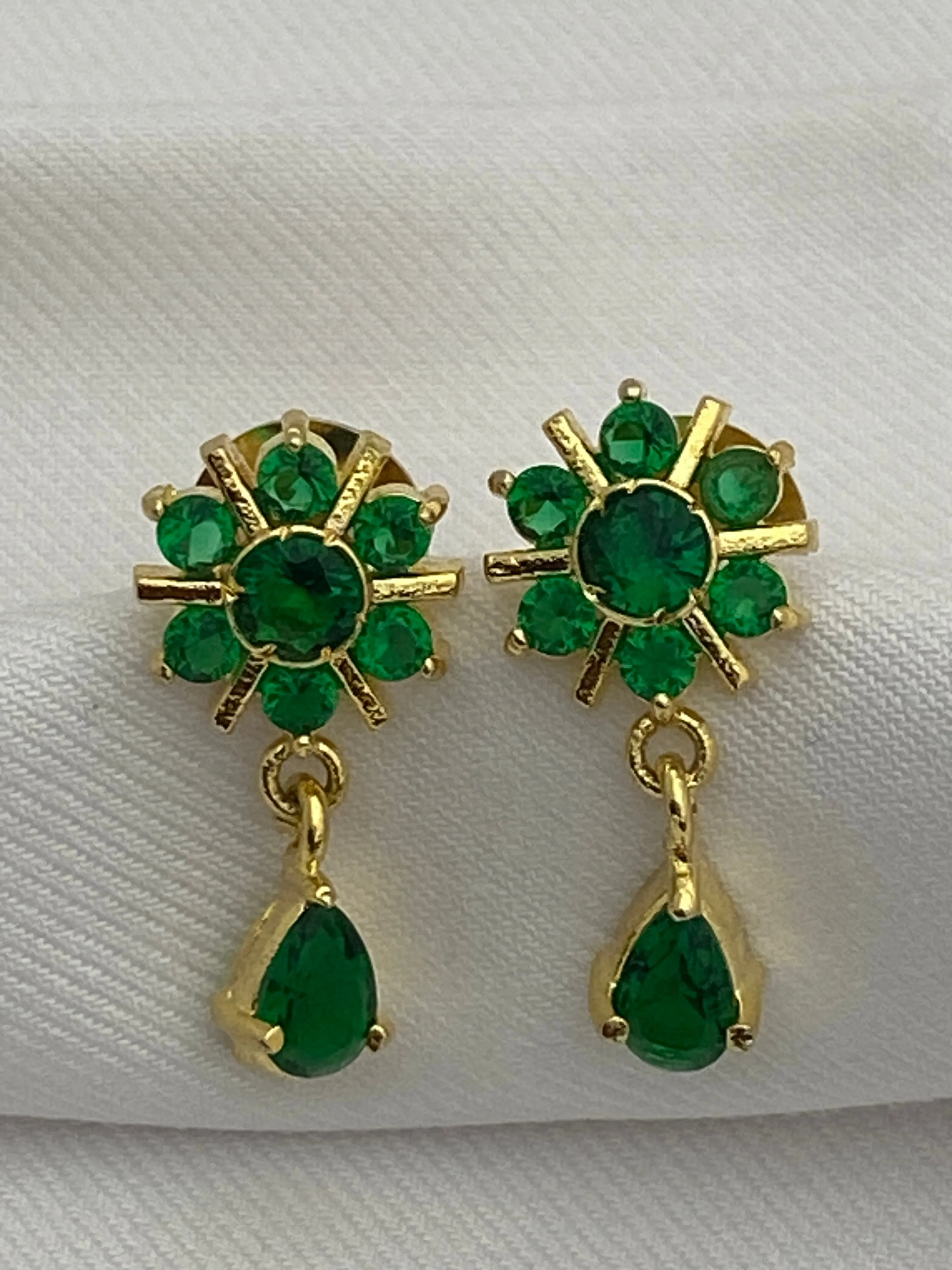 Beautiful Green Stoned Gold Plated Stud Earrings