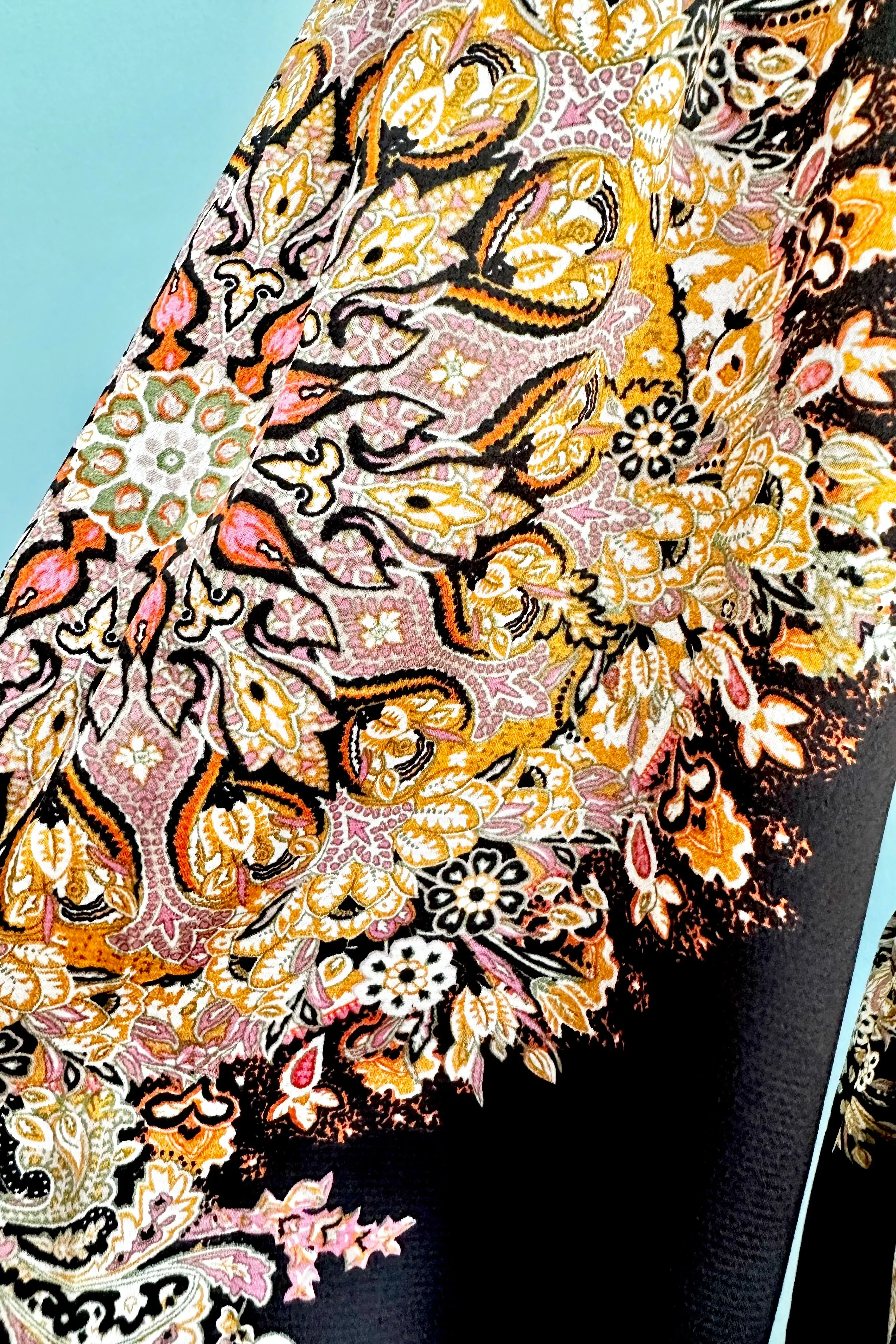 Black and Gold Paisley Shirt Dress by Molly Bracken