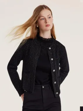 Black Sequins Wool Women Cardigan Black Sequins Wool Women Cardigan