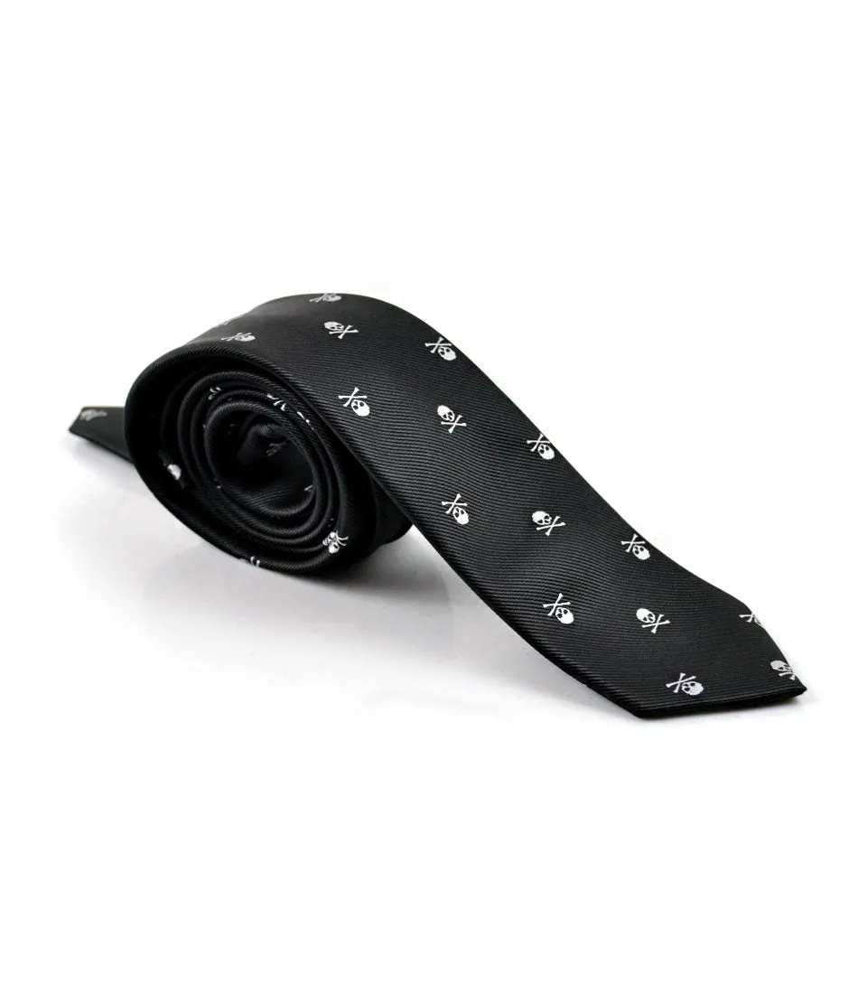 Black Skull Textured Neck Tie