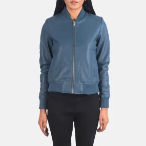 Bliss Blue Leather Bomber Jacket Bliss Blue Leather Bomber Jacket