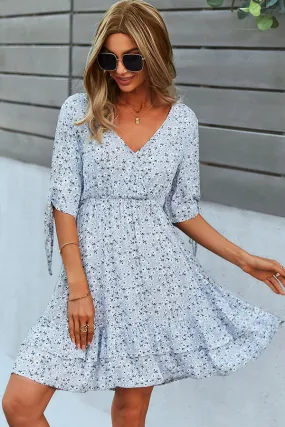 Bohemian V Neck Trendy Knoe Sleeve Mini Dress Bohemian V Neck Trendy Knoe Sleeve Mini Dress