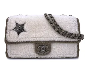 Chanel 2014 Paris Dallas Métiers d'Art Ivory Shearling Medium Flap Bag w Star Chanel 2014 Paris Dallas Métiers d'Art Ivory Shearling Medium Flap Bag w Star