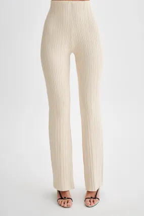 Chiara Straight Leg Rib Knit Pant - Cream Chiara Straight Leg Rib Knit Pant - Cream