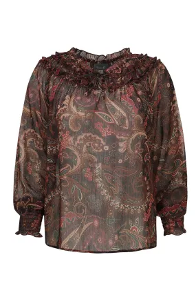 Chiffon Top with ruffles | COCO BERRY PAISLEY | 8551ZR Chiffon Top with ruffles | COCO BERRY PAISLEY | 8551ZR