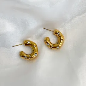 CLEO Chunky Gold Hoop Crystal Earrings CLEO Chunky Gold Hoop Crystal Earrings