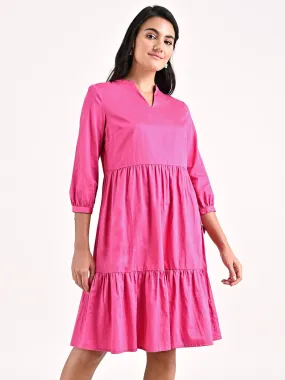 Cotton Tiered Dress - Fuchsia Cotton Tiered Dress - Fuchsia