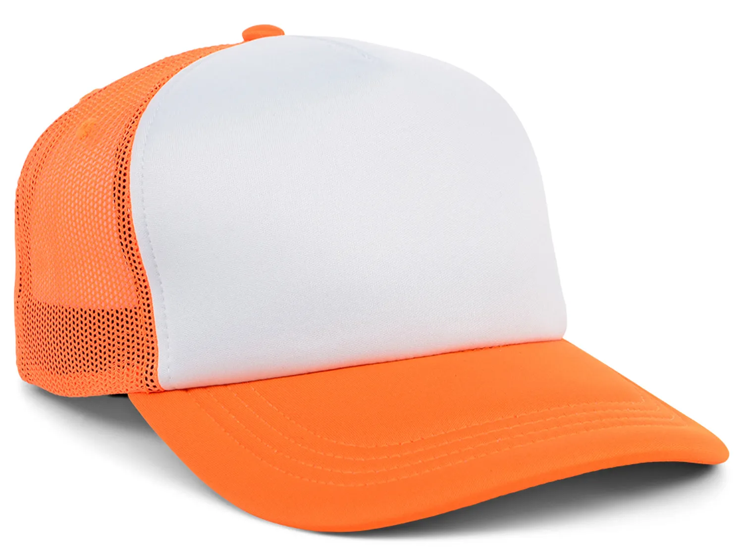 Crowns By Lids Screen Foam Trucker Cap - White/Neon Orange