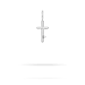 Diamond Cross Mini Bead Charm in Sterling Silver Diamond Cross Mini Bead Charm in Sterling Silver