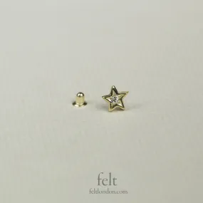 Diamond Star Cartilage Earring in Yellow Gold Diamond Star Cartilage Earring in Yellow Gold