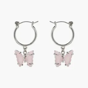 Engraved Stone Butterfly Hoop Earrings Engraved Stone Butterfly Hoop Earrings