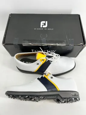 Footjoy Myjoys Premiere Series Packard Golf Shoes White Navy Gold 10 M Footjoy Myjoys Premiere Series Packard Golf Shoes White Navy Gold 10 M