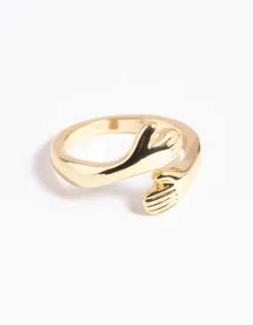 Gold Plated Hugging Hands Ring Gold Plated Hugging Hands Ring