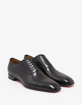 Greggo Flat Black Leather Oxford Shoes - Greggo Flat Black Leather Oxford Shoes -