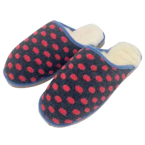 Grey & Red Spot Lambswool & Sheepskin Slippers Grey & Red Spot Lambswool & Sheepskin Slippers