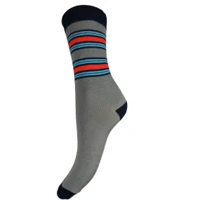 Grey with Red and Blue Stripes Bamboo Socks Grey with Red and Blue Stripes Bamboo Socks
