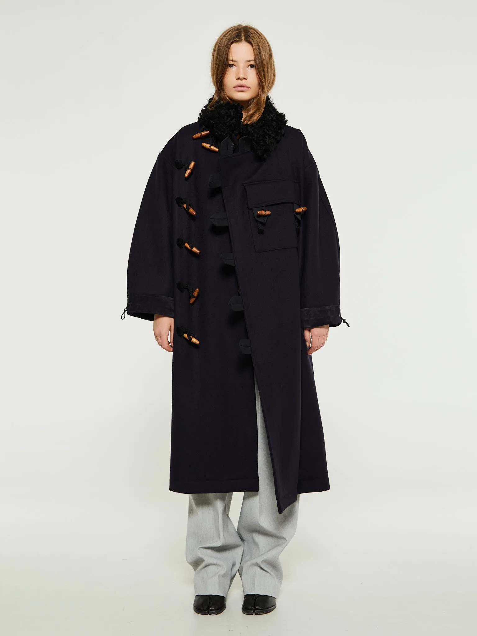 Hainsworth Wool Officer Coat in Navy
