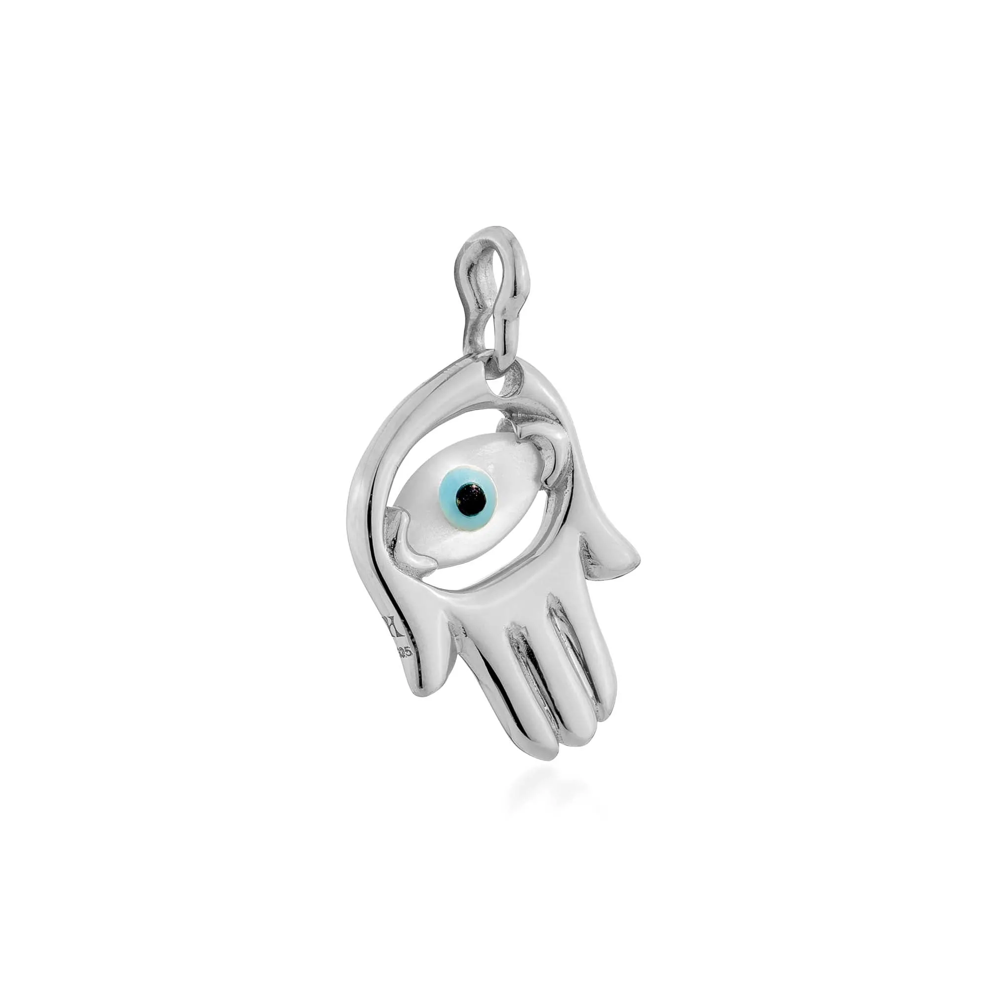 Hamsa Charm - White Gold