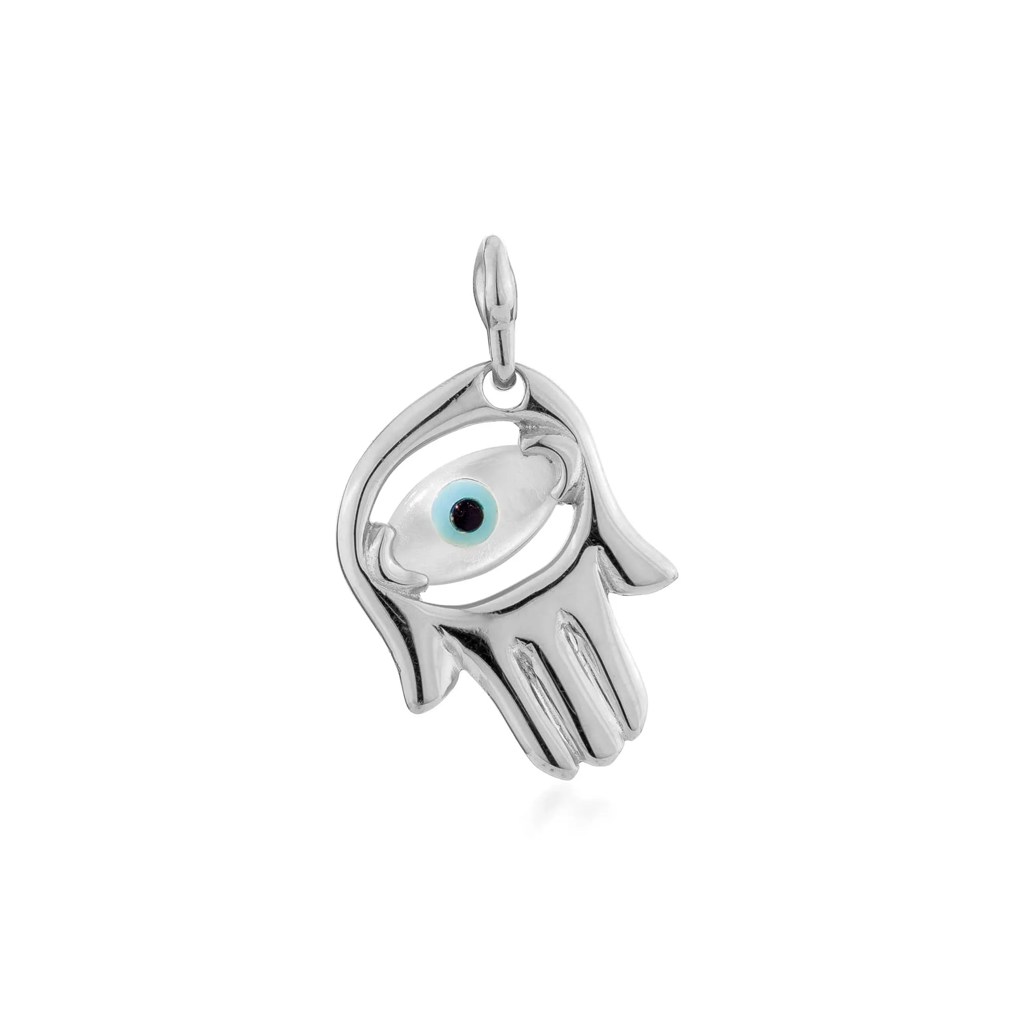 Hamsa Charm - White Gold