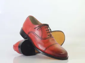 Handmade Men's Red Cap Toe Leather Lace Up Shoes, Men Designer Dress Formal Luxury Shoes Handmade Men's Red Cap Toe Leather Lace Up Shoes, Men Designer Dress Formal Luxury Shoes
