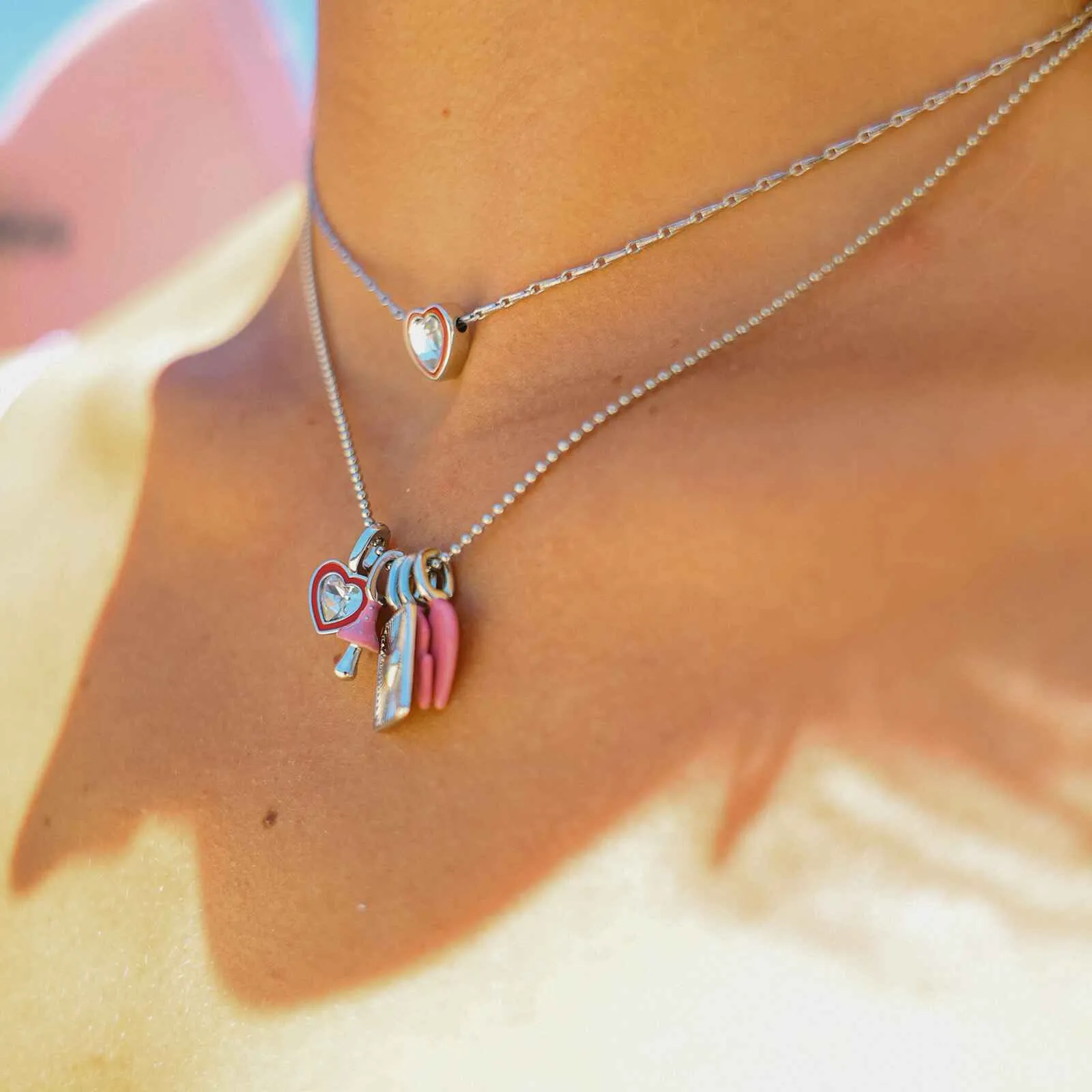 Harper Stone & Enamel Heart Charm