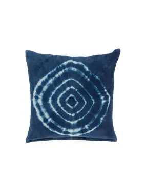 Indigo Blue Circle Tie Dye Decorative Pillow Indigo Blue Circle Tie Dye Decorative Pillow