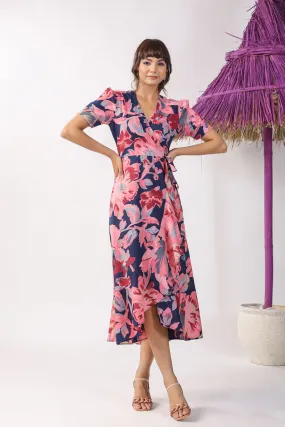 Indigo Print on Cotton Wrap Around Dress Indigo Print on Cotton Wrap Around Dress