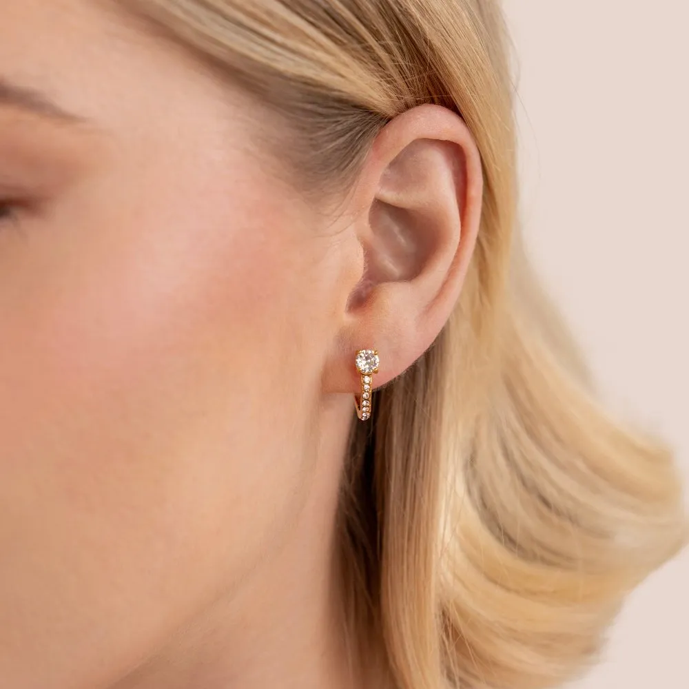Ivory White Crystal Hoop Earrings
