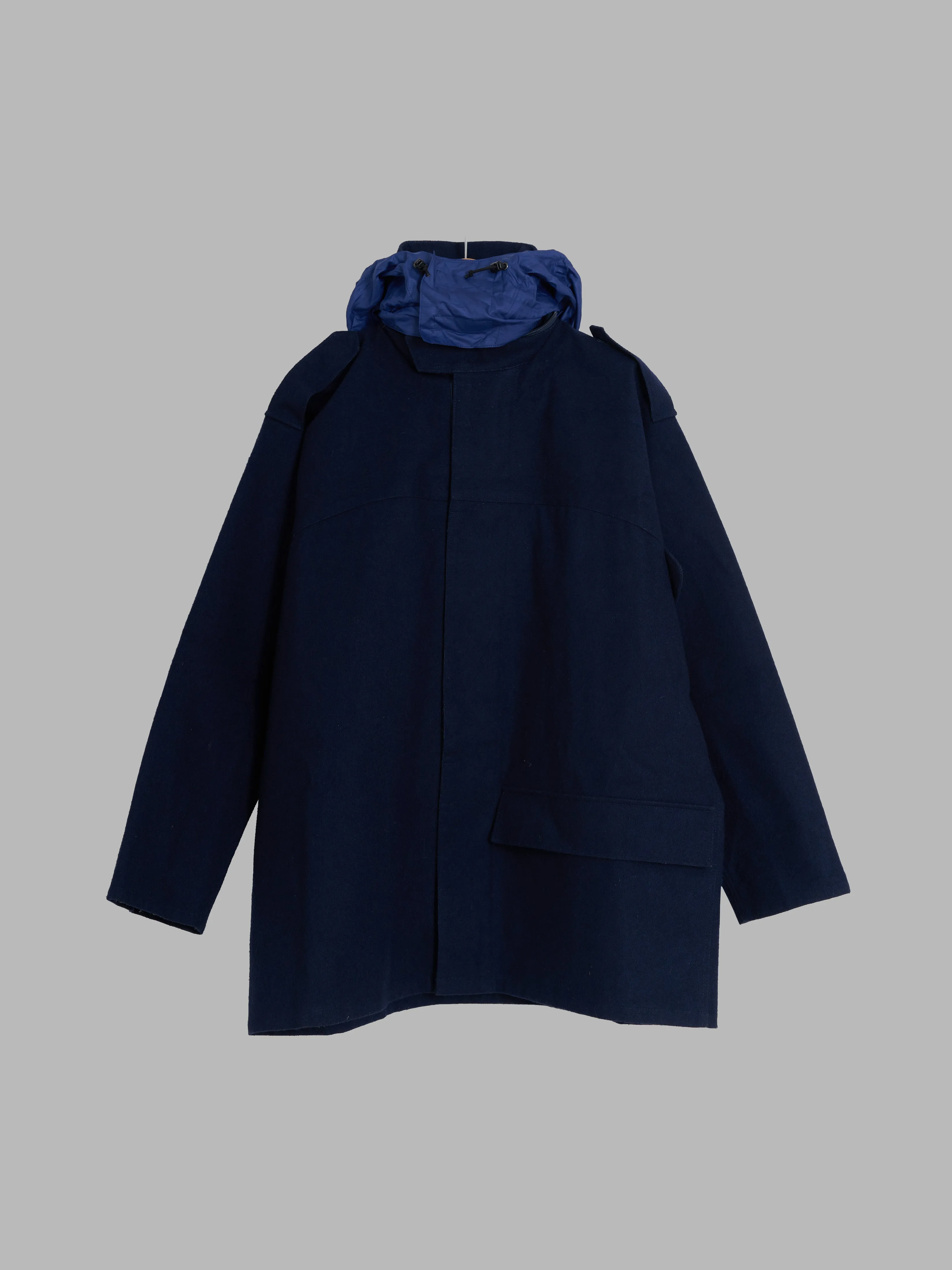 Keita Maruyama Homme dark navy woolen zip jacket with bonded lining - M