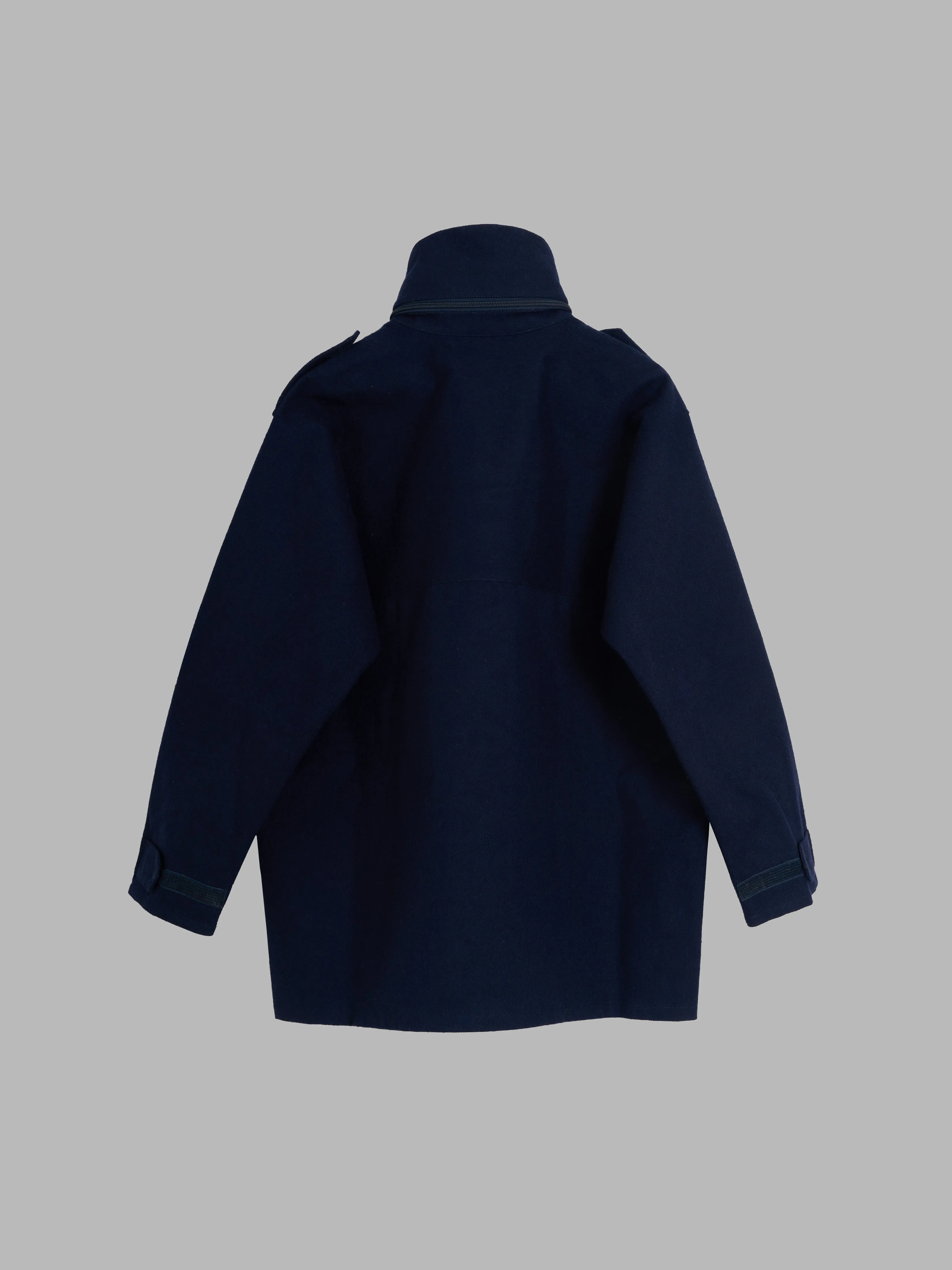 Keita Maruyama Homme dark navy woolen zip jacket with bonded lining - M